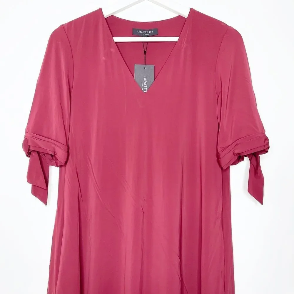 LAFAYETTE 148 Noor V-Neck Tie Sleeve Shift Dress  - Picture 3 of 10